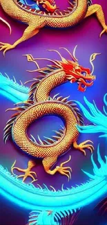 Vibrant dragon wallpaper with bold colors and intricate design.