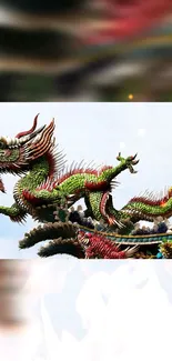 Intricate green dragon design with vibrant colors.