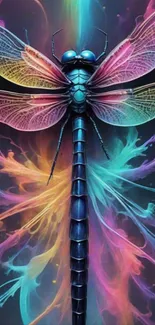Vibrant dragonfly art with colorful wings.