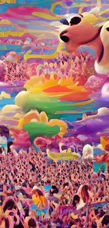 Abstract psychedelic dream art wallpaper with vibrant colors.