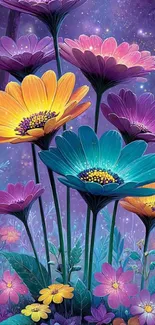 Vibrant and colorful fantasy flower garden.