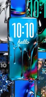 Abstract vibrant phone wallpaper with liquid design.