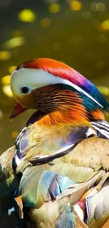 Colorful duck by pond mobile wallpaper.