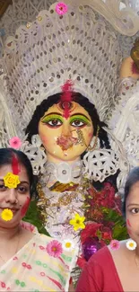 Durga Puja celebration with vibrant colors and traditional art.