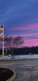 Vibrant dusk sky with flag in mobile wallpaper.