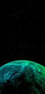 Vibrant Earth in space with stars background.