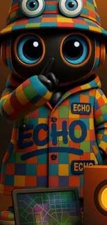 Colorful character in a vibrant design with ECHO branding.