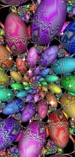 Colorful egg pattern mobile wallpaper design, vibrant and artistic.