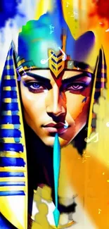 Colorful and vibrant Egyptian-inspired artwork with musical notes.