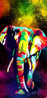 Colorful abstract elephant art wallpaper.