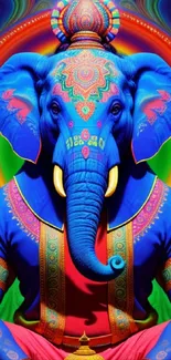 Vibrant psychedelic elephant art wallpaper for mobile background