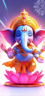 Elephant deity with vibrant colors and sacred symbol