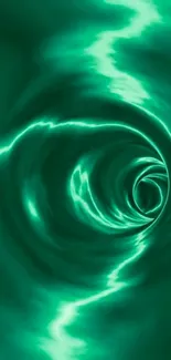 Dynamic emerald swirl wallpaper with vibrant green hues