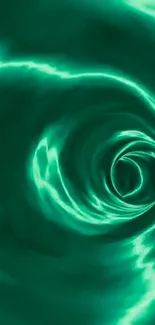 Vibrant emerald swirl creating a dynamic, abstract wallpaper design.