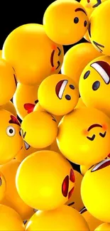 Vibrant yellow emoji bubbles on black background