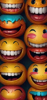 A vibrant pattern of smiling emoji faces.