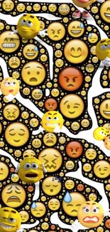 Vibrant mobile wallpaper with expressive emoji pattern.