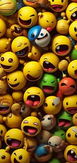 Colorful emoji faces creating a vibrant wallpaper.