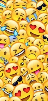 Colorful emoji wallpaper with vibrant faces.