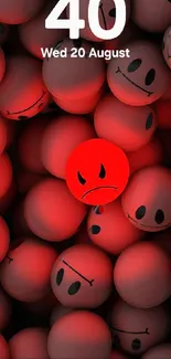 Mobile wallpaper of red emoticons expressing emotions on screen.
