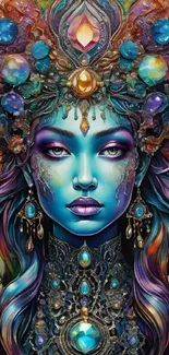 Ethereal fantasy art with vibrant colors and intricate details, featuring a mystical figure.