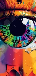 Colorful abstract eye art wallpaper.