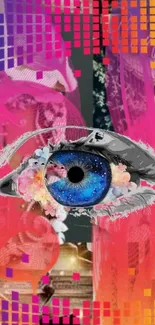 Vibrant eye art wallpaper with colorful abstract design.