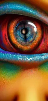 Colorful abstract eye art mobile wallpaper with vibrant hues.