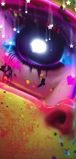 Vibrant eye design with neon colors in a captivating digital artwork.