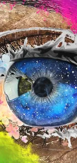 Detailed eye artwork with vibrant colors blending realism and abstract.