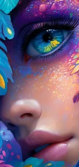 Vibrant and colorful fantasy art of a detailed eye.