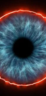 Cosmic eye wallpaper with vibrant blue and red glow.