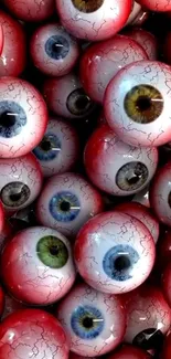 A close-up view of a colorful, detailed eyeball design for mobile wallpaper.