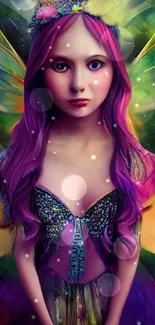 Vibrant fantasy fairy with colorful wings and a magical aura.