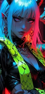 Vibrant anime character with glowing elements.