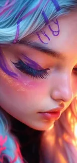 Fantasy art portrait with vibrant colors.