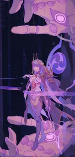 Fantasy character in purple theme wallpaper art.