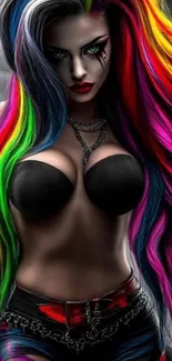 Fantasy art wallpaper with rainbow-haired character