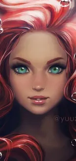 Artistic fantasy character with red hair.