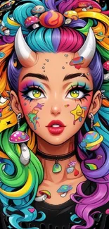 Colorful fantasy character with artistic hair.