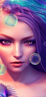 Fantasy art wallpaper featuring a mystical female character with vibrant colors.