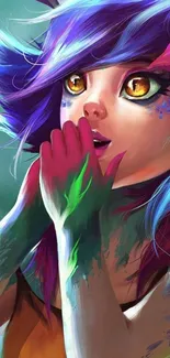 Colorful fantasy character wallpaper for mobile.