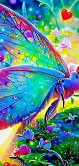 Vibrant fantasy butterfly with colorful wings.