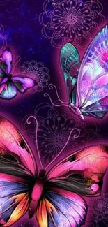 Vibrant butterfly wallpaper with a cosmic fantasy design.