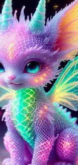 Colorful fantasy dragon with vibrant scales.