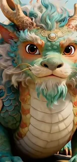 Vibrant fantasy dragon with colorful scales.