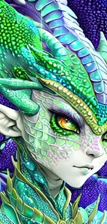 Intricate fantasy dragon with vibrant green scales.