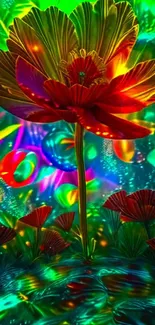 Vibrant psychedelic flower design for mobile wallpaper.