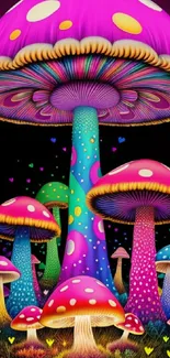 Psychedelic fantasy mushroom wallpaper with vibrant colors.