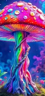 Colorful fantasy mushroom art in a surreal setting.